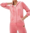 JUICY COUTURE TRADITIONAL LOGO TRACK VELOUR ROBERTSON HOODIE IN PINK LEMONADE