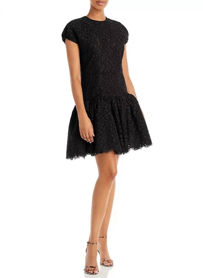 Jason Wu Corded Floral Lace Ruffle Dress In Black