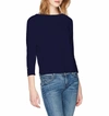 Three Dots Ponte Loose Short Top In Night Iris Blue In Multi