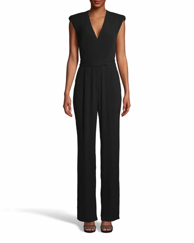 Nicole Miller Crepe Jumpsuit In Black