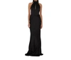 ROTATE BIRGER CHRISTENSEN DRAPY TWISTED MAXI DRESS IN BLACK