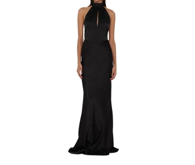 Rotate Birger Christensen Cut-out Halterneck Maxi Dress In Black