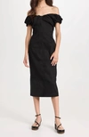 A.l.c Nora Draped Off-the-shoulder Midi Dress In Black