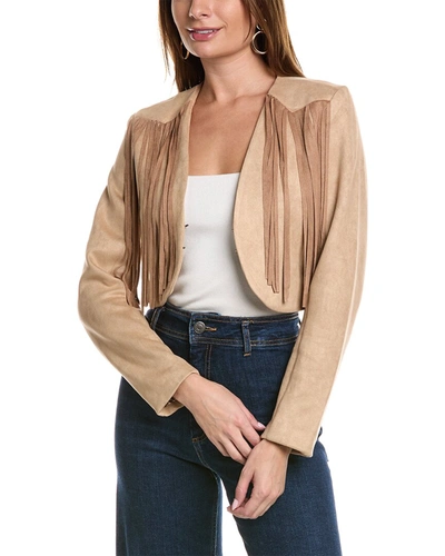 Fate Fringe Cropped Jacket In Brown