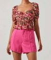 ASTR NAYELI FLORAL PUFF SLEEVE TOP IN RED MULTI FLORAL