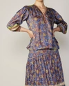 CURRENT AIR BORDER PRINT PAISLEY TOP IN BLUE/BROWN/MULTI