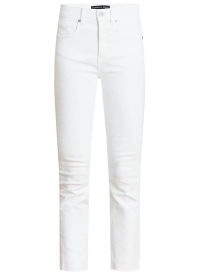 Veronica Beard Carly Kick Flare Jeans With Raw Hem In White