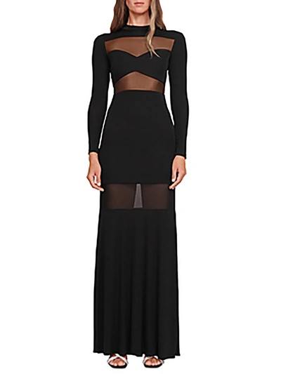 Staud Falcon Womens Illusion Maxi Evening Dress In Black