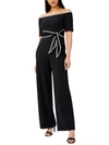 Adrianna Papell Womens Off-the-shoulder Wide Leg Jumpsuit In Black