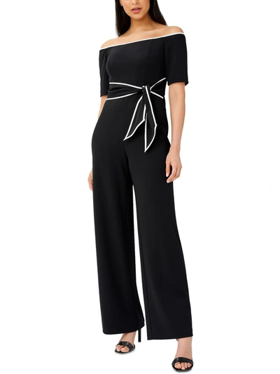 Adrianna Papell Womens Off-the-shoulder Wide Leg Jumpsuit In Black
