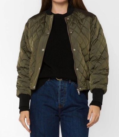 Velvet Heart Quilted Bomber Jacket In Army Green