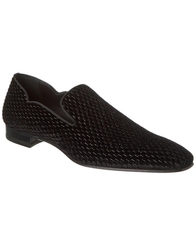 Christian Louboutin Men's Dandy Chick Woven Velvet Loafers In Black