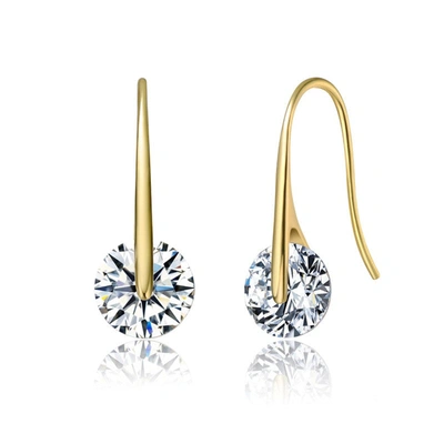 Rachel Glauber Elegant Hook Earrings With Round Colored Stone Party Earrings In Gold
