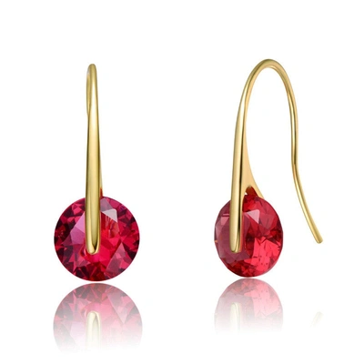 Rachel Glauber Elegant Hook Earrings With Round Colored Stone Party Earrings In Red