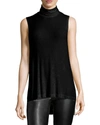 Three Dots Turtleneck Rib Top In Black In Black