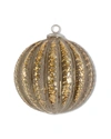 K & K INTERIORS 7.75IN DISTRESSED GLASS EMBOSSED BALL ORNAMENT