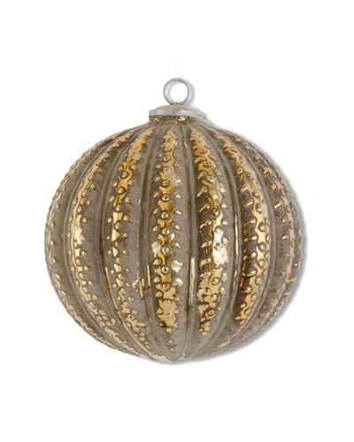 K & K Interiors 7.75in Distressed Glass Embossed Ball Ornament