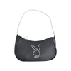 PLAYBOY NYLON HANDBAG WITH RHINESTONE HANDLE AND RHINESTONE BUNNY