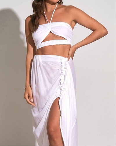 Elan Crop Halter Top In White