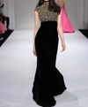Sherri Hill High Neck Beaded Gown In Black In Black