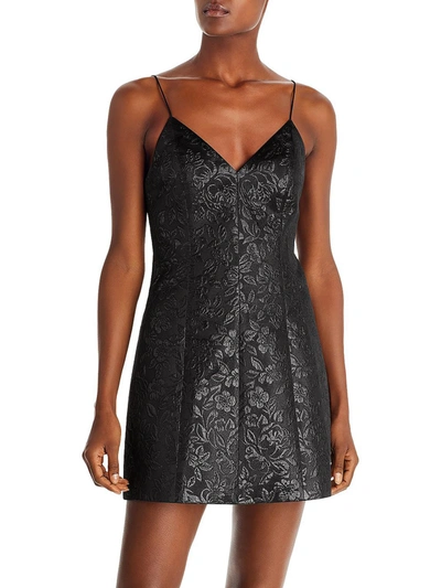 Alice And Olivia Tayla Womens Jacquard Floral Mini Dress In Black