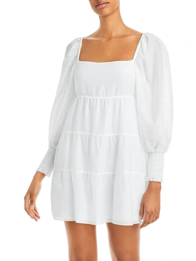 Alice And Olivia Womens Tiered Tie Back Mini Dress In White