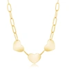 Simona Sterling Silver Or Gold Plated Over Sterling Silver Triple Heart Paperclip Necklace In Gold