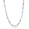 Simona Sterling Silver Multi-color Enamel Paperclip Necklace In Silver