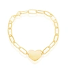 Simona Sterling Silver Or Gold Plated Over Sterling Silver Polished Heart Paperclip Bracelet In Gold