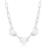 Simona Sterling Silver Or Gold Plated Over Sterling Silver Triple Heart Paperclip Necklace In Silver