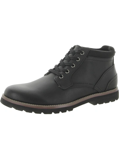 Dr. Scholl's Shoes Logan Mens Faux Leather Lace-up Ankle Boots In Black
