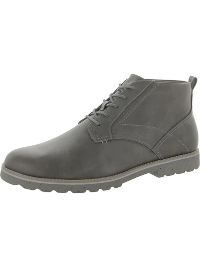 Dr. Scholl's Shoes Lancer Mens Faux Leather Work Ankle Boots In Grey