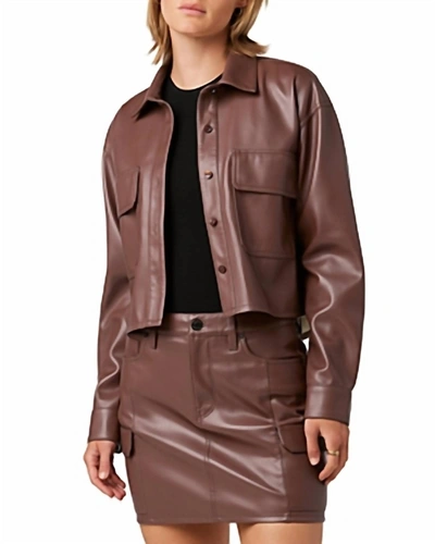 Hudson Oversized Faux Leather Shirt In Brown