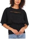 VINCE CAMUTO WOMENS CROCHET YOKE KEYHOLE PEPLUM TOP