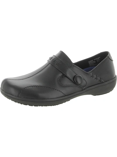 Dr. Scholl's Shoes Paula Womens Leather Slip Resistant Work And Safety Shoes In Black