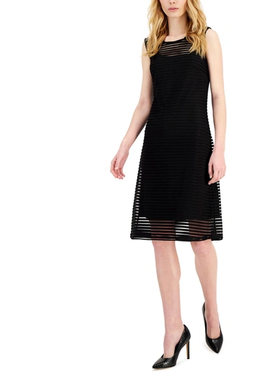 Donna Karan Womens Illusion Sleeveless Shift Dress In Black