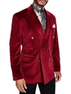 TAYION BY MONTEE HOLLAND MENS VELVET CLASSIC FIT DOUBLE-BREASTED BLAZER