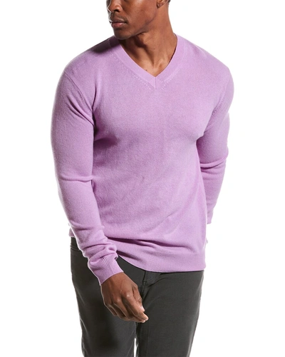 Forte Cashmere Classic Cashmere V-neck Sweater In Purple