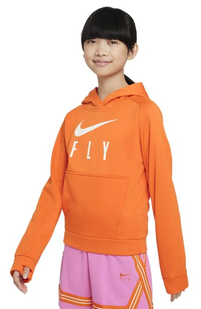 Nike Big Kids' (girls') Therma-fit Basketball Hoodie In Orange