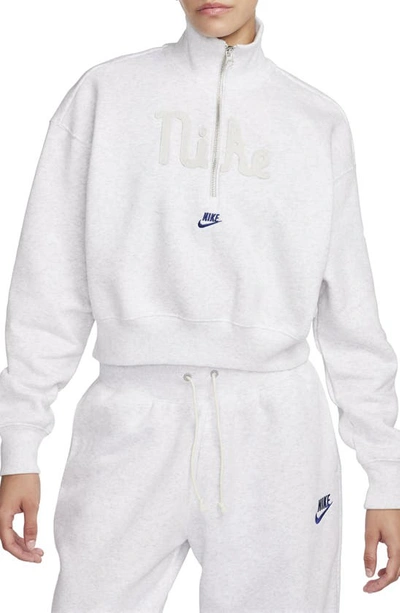Nike Women's  Sportswear Oversized 1/2-zip Crop Fleece Sweatshirt In Brown