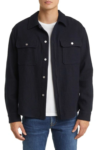 Frame Textured Overshirt In Dark Navy