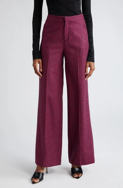 L Agence Livvy Mid-rise Straight-leg Houndstooth Trousers In Pink/black Houndstooth