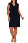ADRIANNA PAPELL COWL NECK BANDED DRESS