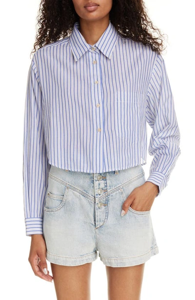 ISABEL MARANT ÉTOILE ELIORA STRIPE CROP COTTON BUTTON-UP SHIRT