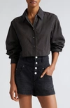 Isabel Marant Étoile Eliora Stripe Crop Cotton Button-up Shirt In Black Midnight