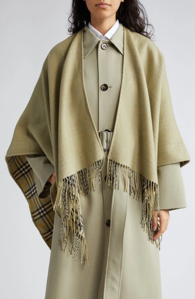 Burberry Vintage Check Reversible Wool Cape In Neutrals
