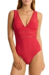 SEA LEVEL SEA LEVEL SPLICED ONE-PIECE SWIMSUIT