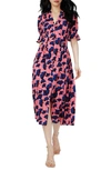 Dvf Erica Floral Button Front Cotton Midi Dress In Falling Gingko Antique Pk Med