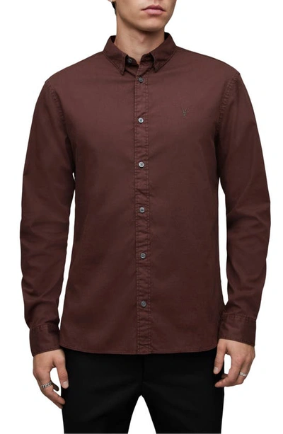 Allsaints Slim Fit Hawthorne Shirt In Warm Red