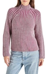 Steve Madden Women's Terra Dusty Two-tone Mock-neck Sweater In Pink